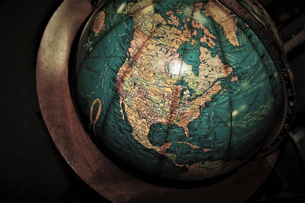 image of a globe highlighting the north american continent